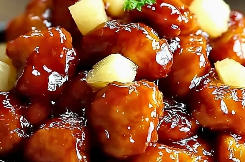 Delicious Brown Sugar Pineapple Chicken served with vibrant vegetables.
