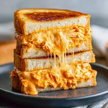 Buffalo Chicken Grilled Cheese Sandwich served with crispy edges and melted cheese