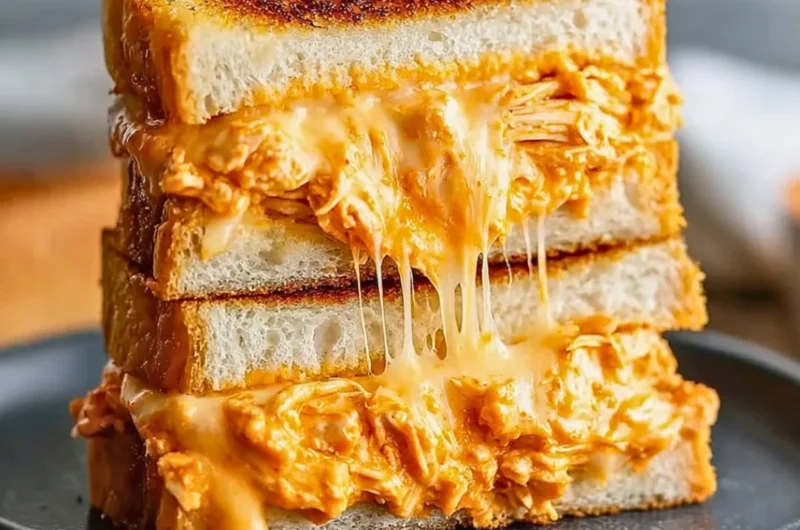 Buffalo Chicken Grilled Cheese Sandwich served with crispy edges and melted cheese