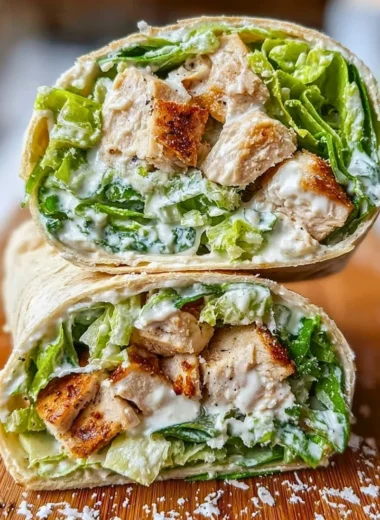 Delicious Chicken Caesar Salad Wraps ready to eat