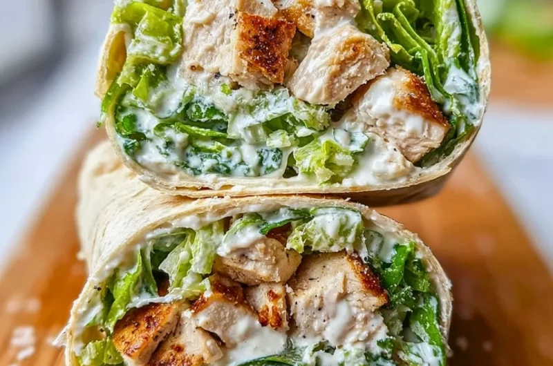 Delicious Chicken Caesar Salad Wraps ready to eat