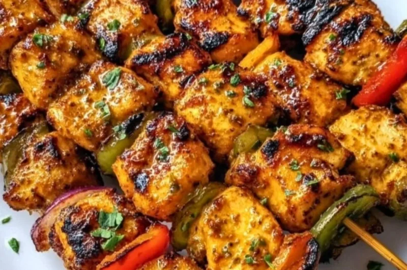 Grilled chicken skewers served with cowboy butter for a flavorful meal