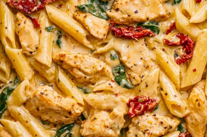 Creamy Marry Me Chicken Pasta served in a bowl with fresh herbs.