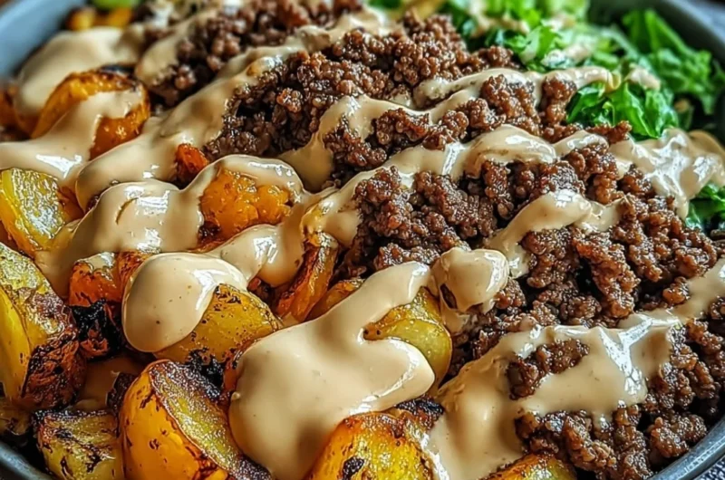Savory Smash Burger Bowl filled with fresh ingredients and delicious flavors