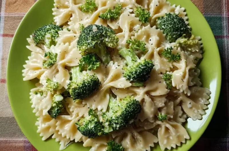 Delicious Broccoli Alfredo Pasta served in a bowl with a creamy sauce