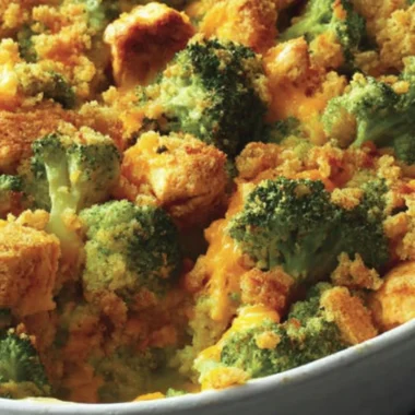 Delicious broccoli chicken casserole baked to perfection