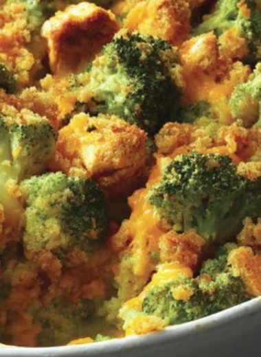 Delicious broccoli chicken casserole baked to perfection