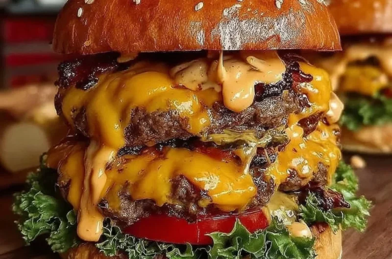 Delicious crack burgers served on a plate with toppings