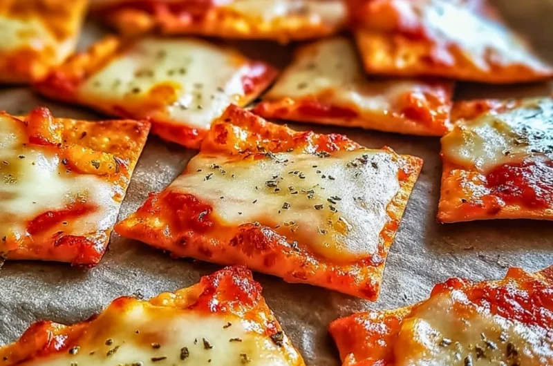 A bowl of crispy pizza chips, a perfect blend of flavor and crunch for snack lovers.