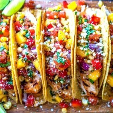 Delicious easy chicken tacos served with fresh toppings