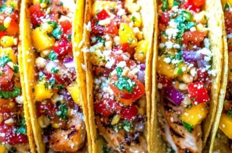 Delicious easy chicken tacos served with fresh toppings