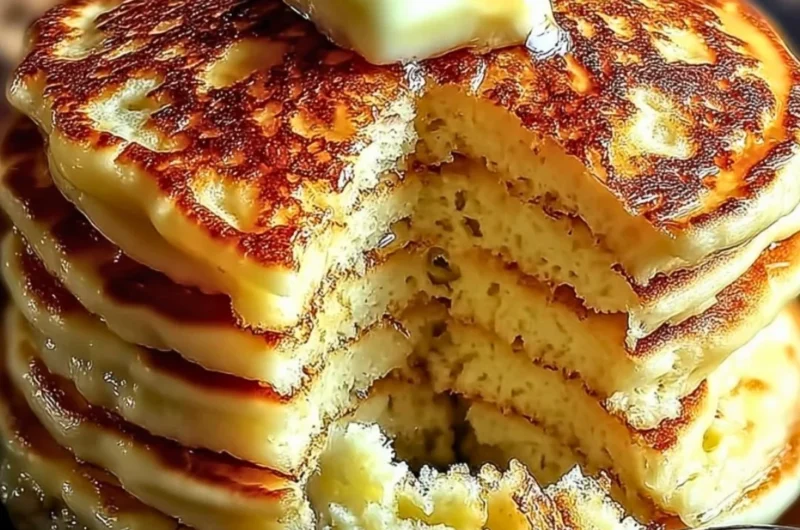 Delicious flourless cottage cheese pancakes topped with fresh fruit
