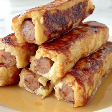 Delicious French Toast Roll-Ups filled with sweet cream cheese and topped with syrup