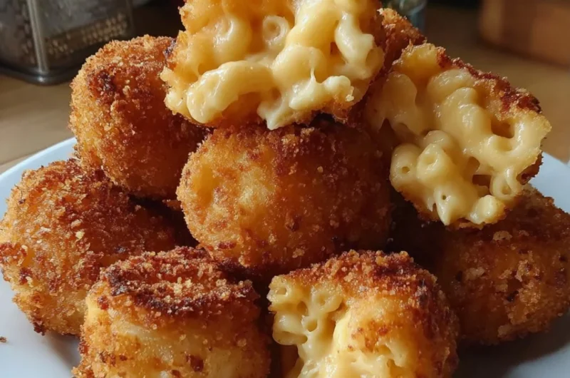 Crispy Fried Mac and Cheese Bites served on a plate