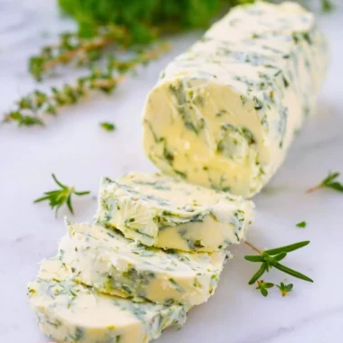 Delicious homemade garlic butter spread on fresh bread slices
