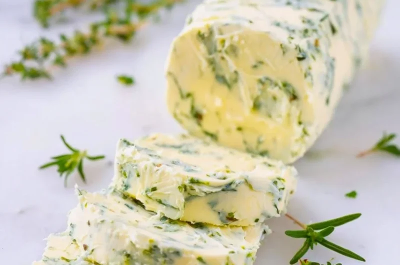 Delicious homemade garlic butter spread on fresh bread slices