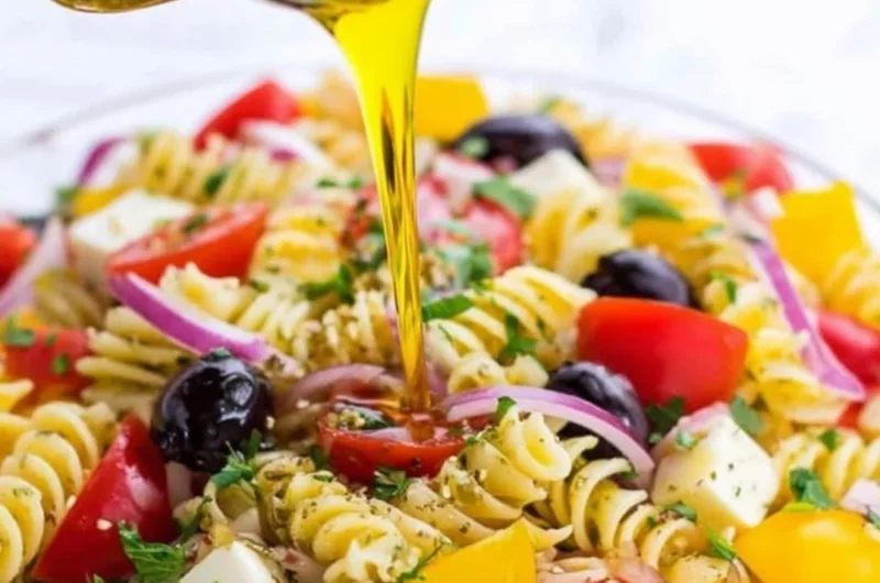 Bowl of homemade Italian dressing with fresh herbs and spices