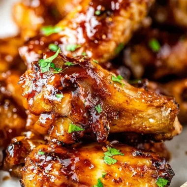Delicious Honey Garlic Chicken Wings served on a platter with dipping sauce.