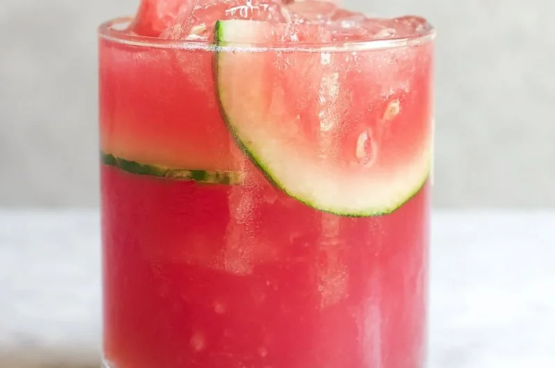 Refreshing watermelon cocktail punch served in a glass with mint garnish