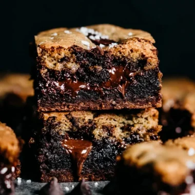 Delicious brown butter brookies with a rich chocolate layer and cookie top