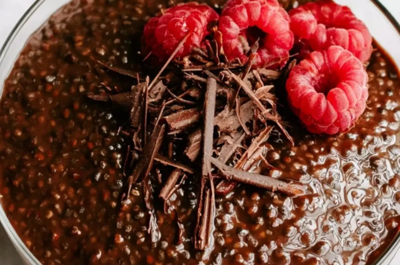 Delicious Chocolate Chia Seed Pudding served in a bowl