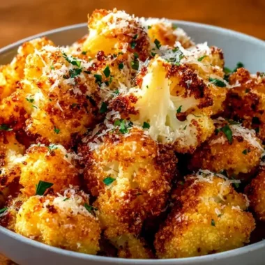 Crispy roasted cauliflower with Parmesan, golden brown and savory.