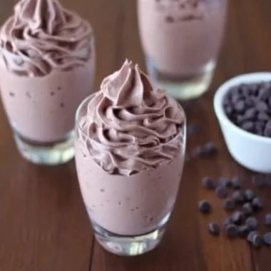 Delicious easy 3-ingredient chocolate mousse in a serving dish.