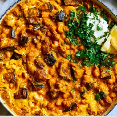 Easy eggplant curry with spices and vegetables in a bowl