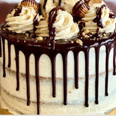 Elvis Cake with banana, peanut butter frosting, and chocolate ganache
