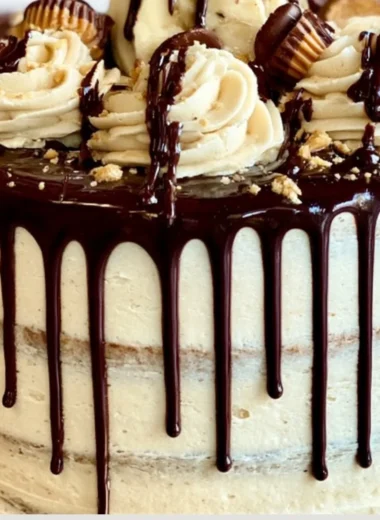 Elvis Cake with banana, peanut butter frosting, and chocolate ganache