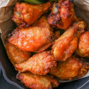 Delicious homemade buffalo wings served with ranch dressing