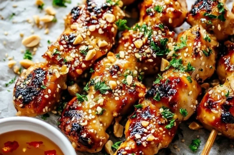 Delicious Honey Garlic Chicken Skewers grilled to perfection