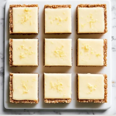 Lemon Cheesecake Protein Bars with lemon zest and a creamy texture