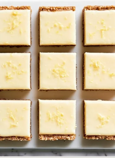 Lemon Cheesecake Protein Bars with lemon zest and a creamy texture