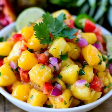 Fresh Pineapple Mango Salsa with vibrant colors ready to serve