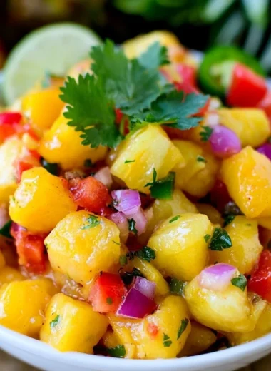 Fresh Pineapple Mango Salsa with vibrant colors ready to serve