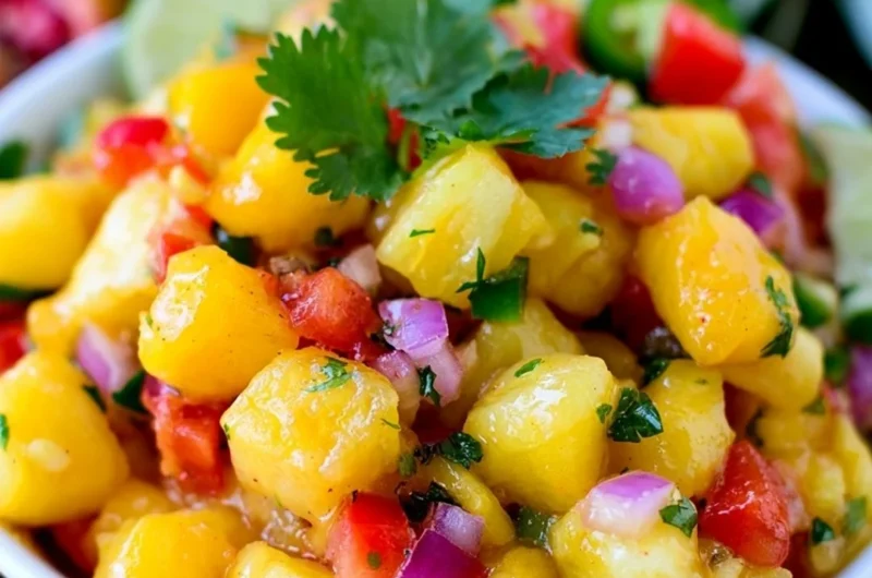 Fresh Pineapple Mango Salsa with vibrant colors ready to serve