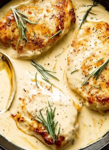 Delicious Rosemary Dijon Chicken served on a plate with herbs and spices
