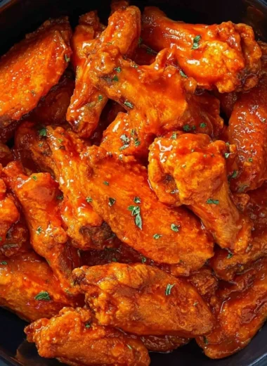 Slow Cooker Buffalo Wings served with dipping sauce and celery sticks.