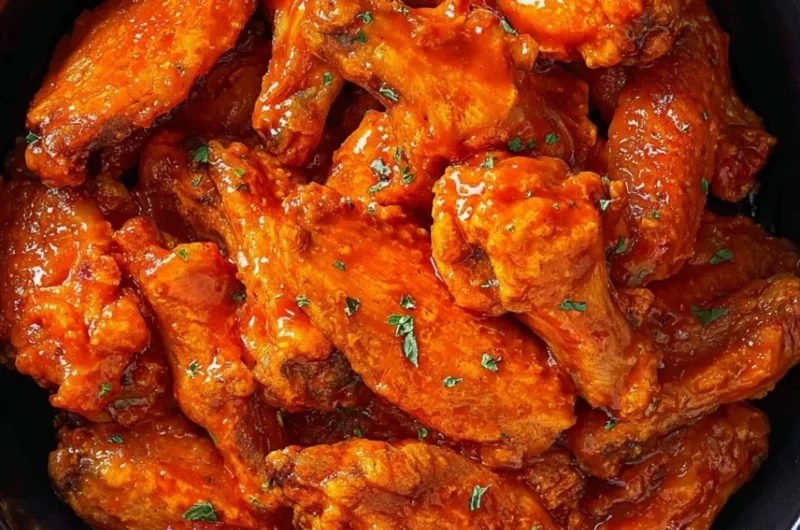 Slow Cooker Buffalo Wings served with dipping sauce and celery sticks.
