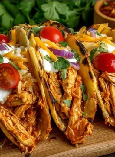 Delicious slow cooker shredded chicken tacos served with toppings