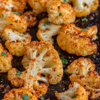 Delicious oven-roasted cauliflower seasoned and ready to serve