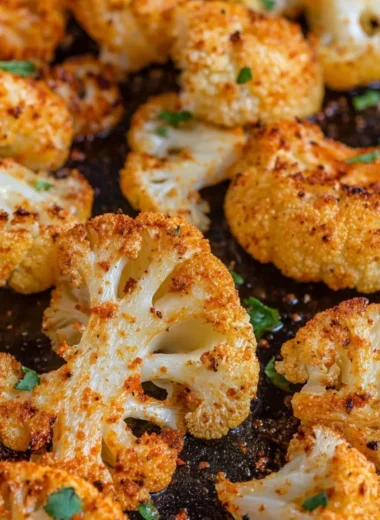 Delicious oven-roasted cauliflower seasoned and ready to serve