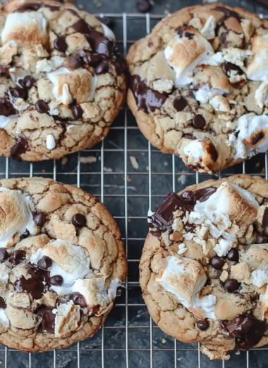 Delicious homemade S'mores Cookies stacked on a plate
