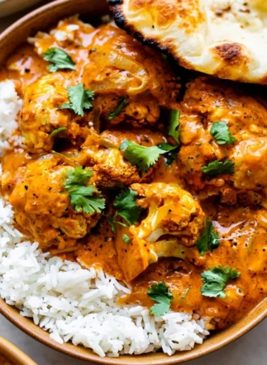 Creamy butter cauliflower dish served in a cozy setting