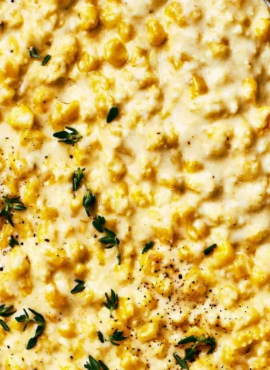 Delicious bowl of creamed corn, a cozy fall favorite dish