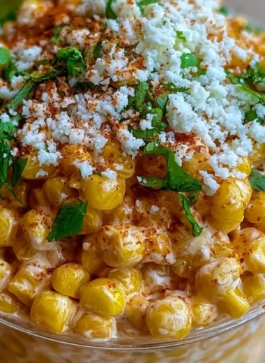 Bowl of creamy Mexican street corn esquites with cilantro and lime.