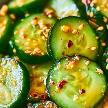 Bowl of easy Asian cucumber salad with vibrant colors and textures.