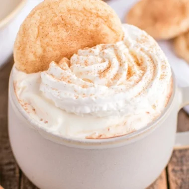 Delicious Snickerdoodle Hot Chocolate topped with whipped cream and cinnamon