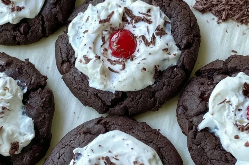 Delicious Black Forest Cookies with chocolate and cherries